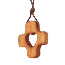 wellhouse Wood Olive Cross Necklace Christian Faith Pendant Gift for All Ages