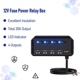 Gugxiom 4 Way Fuse and Relay Box Quick Wiring 12V 20A with LED Indicator for Motorcycl