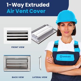 4x8 Inch (Duct Opening) Aluminum 1-Way Air Flow Vent – Vent Cover for Wall or Ceiling – Quiet HVAC Wall Register with Multi-Shutter Damper – Curved Blade Air Register Diffuser – 5.6"x9.6" Face