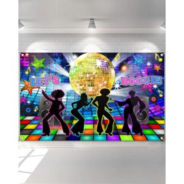 Avezano Disco Party Backdrop Banner 70s 80s 90s Disco Dance Banner Decorations for Disco Party Let's Glow Crazy Neon Birthday Backgroud Banner Party Supplies 70.8 x 43.3 Inch
