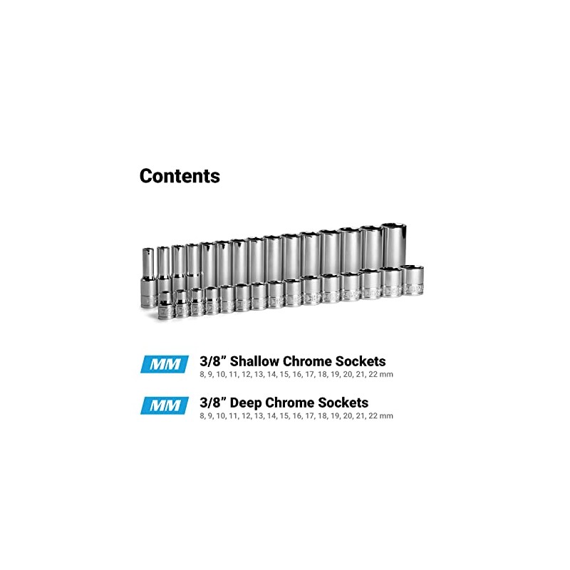 Capri Tools 3/8 in. Drive Shallow and Deep Chrome Socket