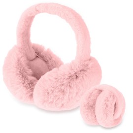 Lusofie Ear Warmers Women's Foldable Earmuffs Faux Fur Warm Earmuffs Foldable Women's Cute Plush Warm Ear Muffs Winter Ear Warmers Bicycle Women's Ear Protection Adults, pink
