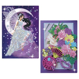 DCIDBEI Diamond Painting Notebook Set of 2 Blank Diamond Painting Children's Notebooks A5 Diamond Painting Diamonds Secret Diary Girls Sketchbook Fairy Flowers Adult Gift Girls Sketchbook