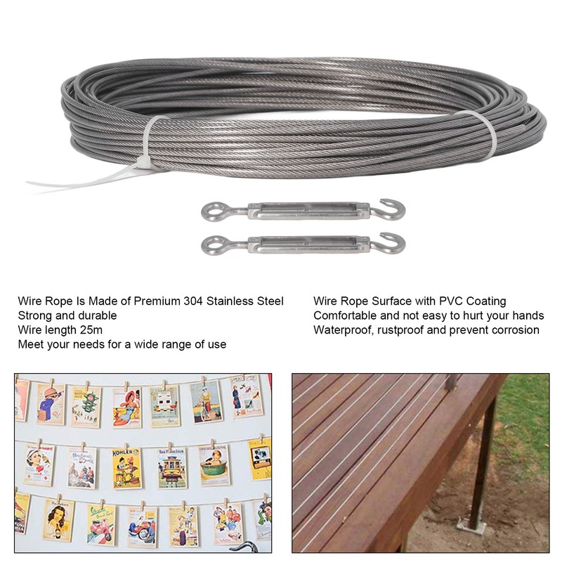 Stainless Steel Wire Rope Set Rust Proof Prevent Corrosion PVC
