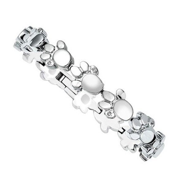 Energetix 4you 2153 Stainless Steel Magnetic Bracelet with Paw Design Paw Dog Cat High Precision Crystals Energetix 4you 2153 CNC Silver L - XL, Stainless steel, nickel-free, Without Stone