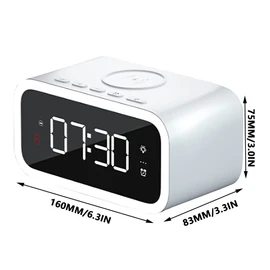 TOTMOX Wireless Alarm Clock with USB and Car Wireless Charger, Home Office, 15 W Fast Charging Alarm Clock with Mute Function, Dark White