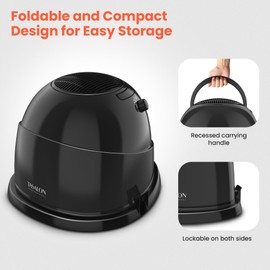 TASALON Portable Hooded Hair Dryer Bonnet, 1875W Height Adjustable Salon Home Hair Dryer with Hood, 3 Heating Settings - Black