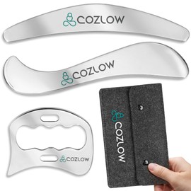 COZLOW 3-in-1 Stainless Steel Muscle Scraper Tool Set for IASTM Therapy - Skin Scraping Massage Tools for Soft Tissue Mobilization - Deep Tissue Gua Sha for Arms, Legs & Back