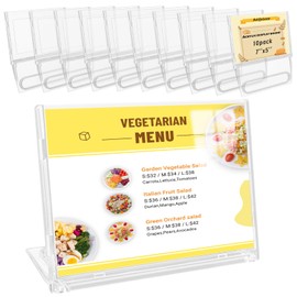 AetJxixee 10 Pack 5x7 Inch Sign Holder Horizontal, Double-Sided Usage with Swivel Base for Table Display, for Office, Store, Restaurant, Retail Counters, for Name Sign, Message Board, Note