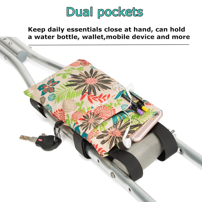 Crutch Bag Universal Crutches Accessory Crutch Carryon Pouch (Green, Polyester)