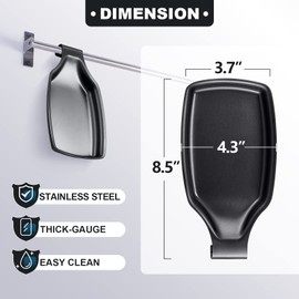 E-far Black Spoon Rest for Stove Top, 2-Piece Stainless Steel Spoon Holder for Kitchen Counter, Spatula Ladle Utensils Rest, Heavy Duty & Large Size, Dishwasher Safe(8.5 x 4.3 Inch)