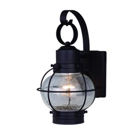 Chatham 1 Light Black Coastal Outdoor Wall Lantern Clear Glass