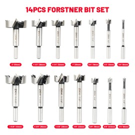 ZKH 14 PCS Forstner Drill Bit Set for Woodworking, Made of Alloy Steel for Hardwood Softwood Plastic, Suitable for a Wide Range of Machines