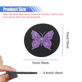 GAOLAOSY 2PCS Bling Butterfly Car Coasters, Rubber Shockproof & Anti Slip Automotive Cup Holder Pad, Insertor Vehicle Drink Mat, Shiny Auto Interior Decoration Accessories for Women (Purple)