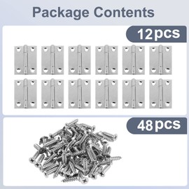 Zernmiarder 2" Door Hinge, 12 Pcs Stainless Steel Butt Hinges, Silver Window Hinges, Interior and Outdoor Hinges with Screws, 50 x 36 x 1.2mm