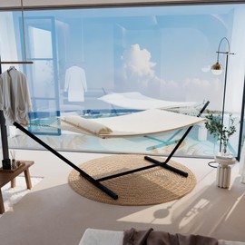 GarveeLife Instant-Setup 2-Person Hammock with Reinforced Steel Frame – Portable Outdoor Lounger for Garden, Camping & Beach (450lb Capacity + Quick-Fold Carry Bag),White