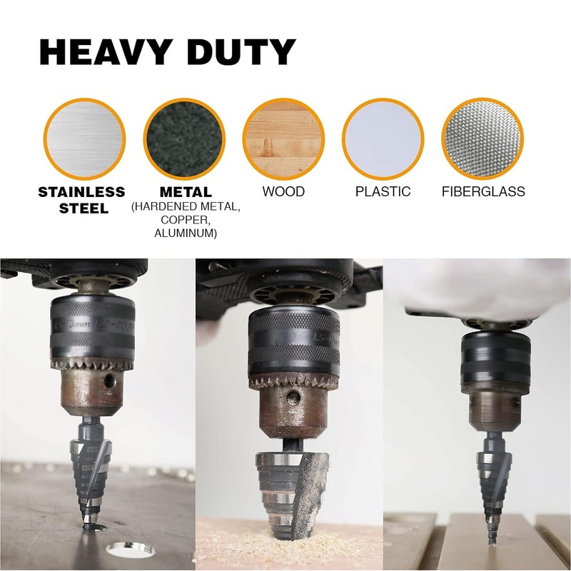 Jerax tools 1/4 to 2 Inch Step Drill Bit Spiral
