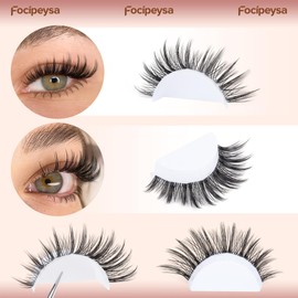 Focipeysa Focipeysa Wispy Lash Extension Natural Eyelash Clusters Pestañas Postizas Naturales Spiky Manga Lash Extensions C Curl Individual Lashes Cluster 10-16mm with Bottom Lashes