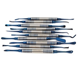 A2Z Professional Dental Instruments Osteotome Periotome Luxating Elevator Implant | Orthodontic PDL Teeth | Surgical Root Extraction Spreading Periosteal Elevator 10pc - Titanium Coated Hollow Handle