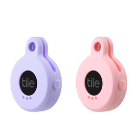 Silicone Case for Tile Sticker 2022 with Keychain, 2 Pack Anti-Scratch Protective Cover with Carabiner (Pink/Purple)