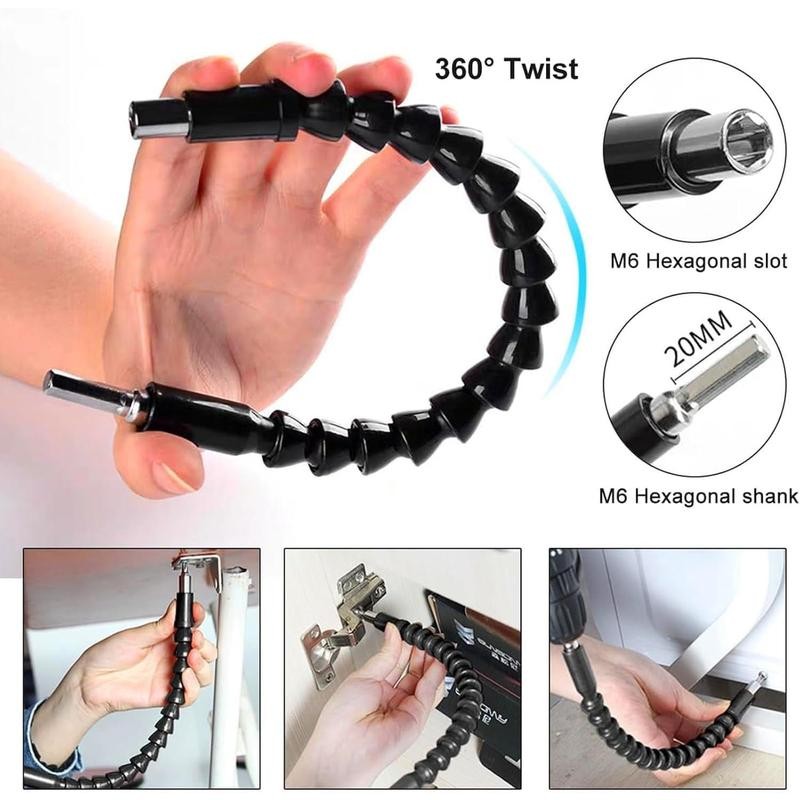 Tools Flexible Drill Bit Extension, Include 3pcs Rotatable Socket Adapter