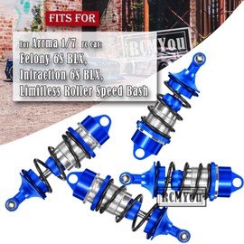 RCMYou Shock Absorber Upgrades for ARRMA 1/7 Felony 6S BLX,Infraction 6S BLX,Limitless Roller Speed Bash,4Pcs Front Rear RC Shocks Damper Parts,Adjustable Hop Ups,Replace #ARA330627,Navy Blue