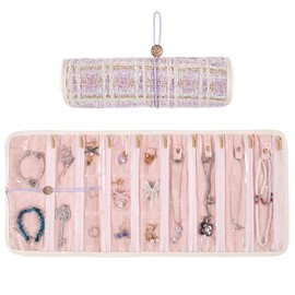 Travel Jewelry Organizer Roll with Zippered Pockets | Tangle-Free Portable Jewelry Storage Bag for Women | Holder for Necklaces, Earrings, Rings, Bracelets