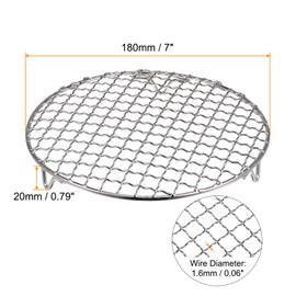 sourcing map Round Cooking Rack, 7-inch Stainless Steel Cross Wire Barbecue Grill Net Racks Steaming Cooling Barbecue Rack Cooking Grid Grill Rack with Legs for Cooking Baking Steaming BBQ