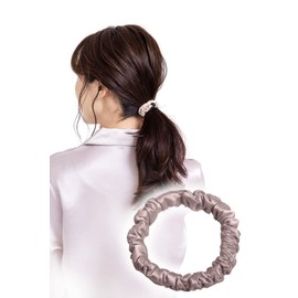COCOSILK Hair Rubber Silk Hair Rubber Cute Adult Silk Scrunchie 100% Silk Office Hair Accessories (Ash Pink)