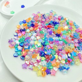 Daiyifiy 450Pcs Acrylic Beads AB Crystal Star Beads Heart Beads for Jewelry Making DIY Bead Bracelet Necklace Earrings(Mixed Colors)