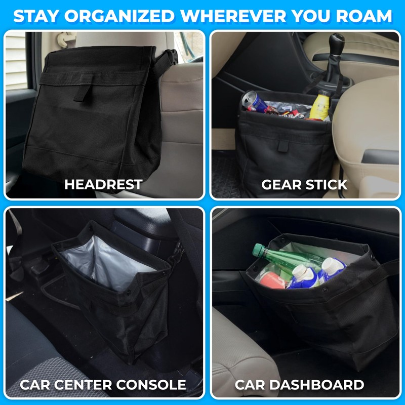 EcoNour Car Trash Can (Large) | Car Trash Bag Hanging