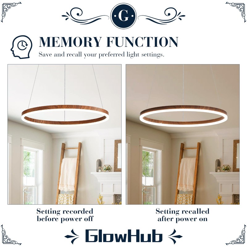 Modern LED Chandelier, 1-Ring LED Pendant Light Fixture with Remote