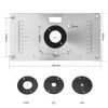 Aluminium Router Table Insert Plate with 4 Rings and Screws