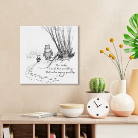 Classic Winnie the Pooh Quote Wall Art Decor How Lucky I am to Have Something That Makes Saying Goodbye So Hard Canvas Painting Pictures Framed Print Sign Artwork Ready to Hang (8x8 Inch)