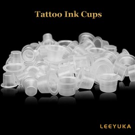 Tattoo Farbkappen Cups - LEAYOKA 300 Stück Mixed Size Tattoo Ink Cups Einweg Pigment Ink Caps Kunststoff Farbbehälter für Tattoo Ink Tattoo Zubehör