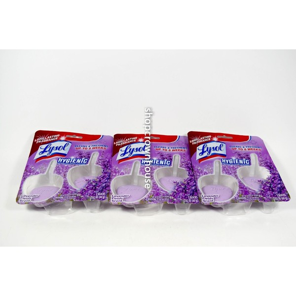 3 Lysol LAVENDER FIELDS SCENT Hygienic Automatic Toilet Bowl Cleaner 6 total
