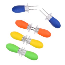 Kare & Kind Corn Holders - Set of 4 Pairs - Corn on the Cob Skewers - Interlocking Design for Safety and Convenient Storage - Perfect for Home Cooking and BBQ - Large Handle Pin Grips