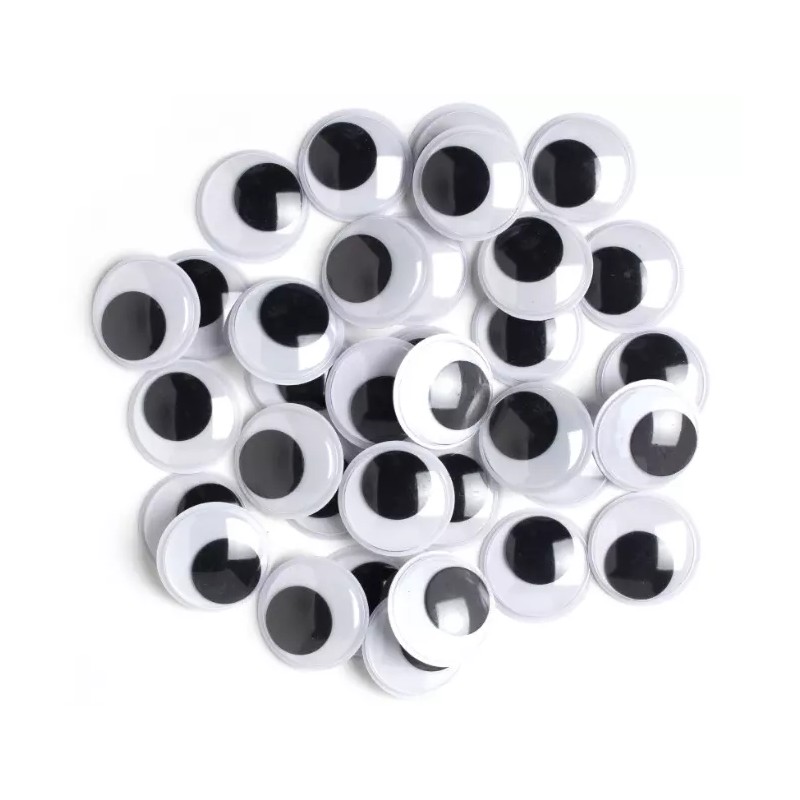 Darice 25mm Paste-On Wiggle Eyes 34/Pkg-Black (E17)