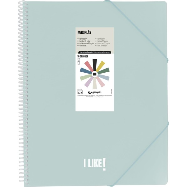 Grafoplas – Plastic A4 Folders, Maxiplas Like, Light Blue, 20