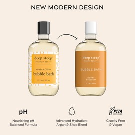 Deep Steep Bubble Bath, Honey Blossom 17 oz (Pack of 2) – Hypoallergenic, Clinically Tested Soothing Soak with Shea Butter & Argan Oil – Sulfate-Free