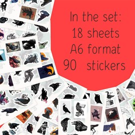 BulbaCraft Crow Stickers for Water Bottle and Laptop - Crow Party Favors & Decorations, Waterproof Vinyl Decals, Bird and Gothic Stickers, Gifts for Women & Men