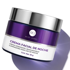 MIST JEWEL -RENEW - Crema de Noche Facial con Niacinamida, Ácido glicolico, Retinol, Elastina y Colágeno | Crema reparadora e hidratante de cuidado fa