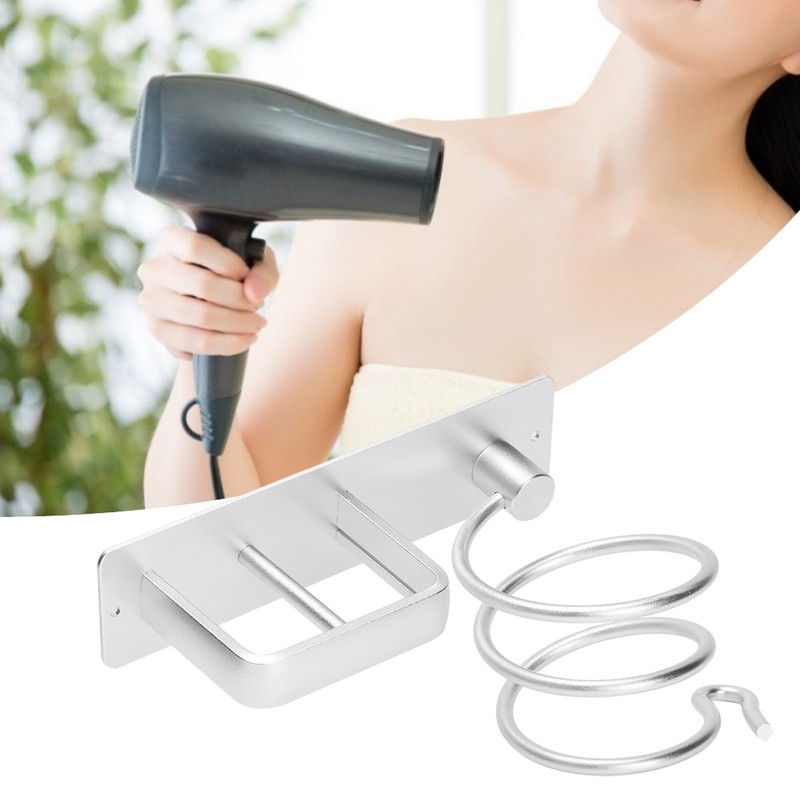 Aluminum Wall Mounted Shelf Hair Dryer Rack Organizer Holder Stand