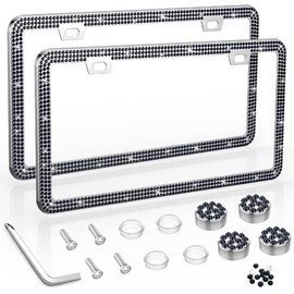2 Pieces Marco de MatríCula de Diamante para Auto Mujer,Cubre Placas para Auto,portaplaca,Estante de Matrícula para Auto de Acero Inoxidable,Tapa de M