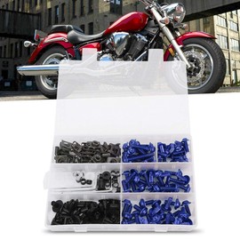 Pack of 198 Motorcycle Fairing Screws Kit, Universal M5 M6 Motorcycles Windscreen Fairing Screws Set for Body Hardware Accessories (Blue)
