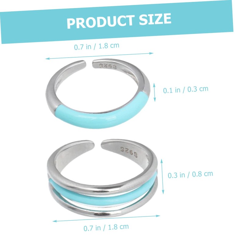 SAFIGLE 2pcs Rings Aesthetic Adjustable Rings Women Fashion Jewelry Birthday