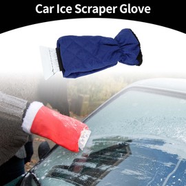 Partuto 1pc 40x17cm Universal Car Ice Scraper Glove - Insulated Warm Mitt Glove W/Snow Frost Remover for Car Truck Windscreen Portable - Waterproof Fabric Blue