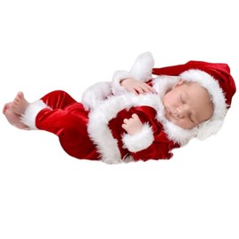 Christmas Newborn Baby Photo Shoot Props Outfits Crochet Clothes Santa Claus Red Hat Pants Photography Props (big red)
