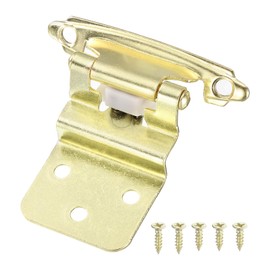 uxcell 3/8" Inset Cabinet Door Hinges, 20 Pcs Self Closing Kitchen Cabinet Hardware Hinge with Door Bumper for Cabinet Doors Furniture, Brass Gold