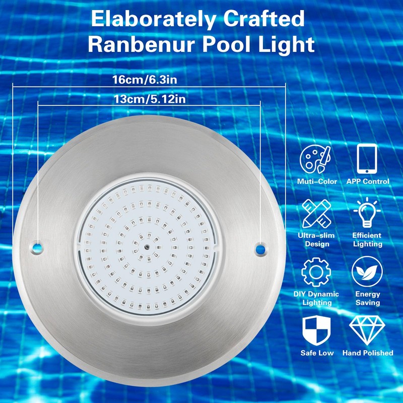 Eapmic 12V 10W Pool Light Underwater Color-Change LED Lights RGB
